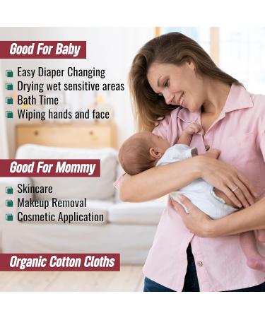 Buy Organic Cotton Dry Wipes for Baby - Thick Absorbent Extra Large 100% Organic Cotton Pads (200) - Ideal for Diaper Changes & Bath Time - Buy Online on GoSupps.com
