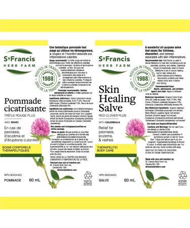St. Francis Herb Farm Skin Healing Salve | 60 ml | Red Clover Plus Salve | Eczema and Psoriasis Remedy | Skincare Wound-healing | Anti-itch Salve | Made in Canada - Buy Online on GoSupps.com