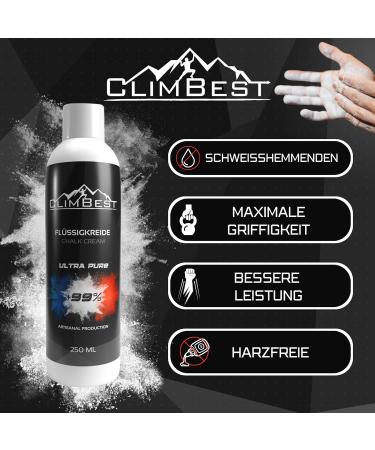 Climbest Ultra Pure Liquid Chalk 250ml/500ml/1L - Maximum Grip for Climbing Gymnastics & Workout - pH Neutral - Buy Online on GoSupps.com