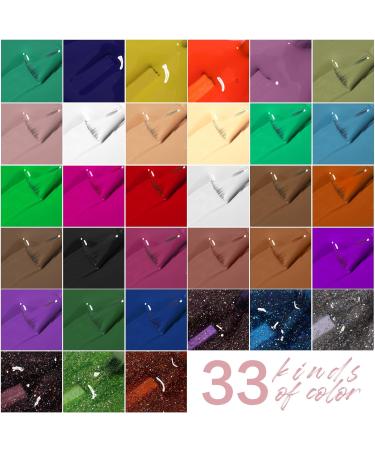 Morovan Gel Nail Polish Set - 33 Colors Base & Top Coat | Nude Pink Brown Glitter | UV Soak Off Starter Kit for Home & Salon - Buy Online on GoSupps.com