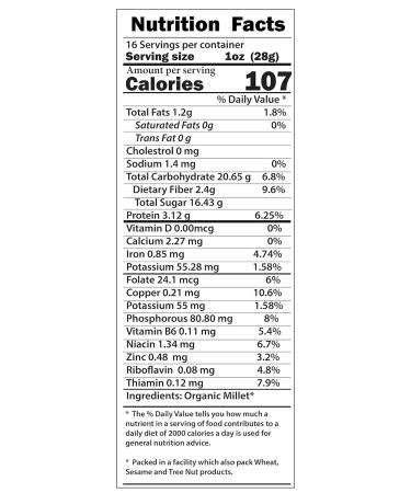Organic Millet Whole Grain Seeds - USA Grown, Non-GMO, Gluten-Free - 1lb Pack - Buy Online on GoSupps.com
