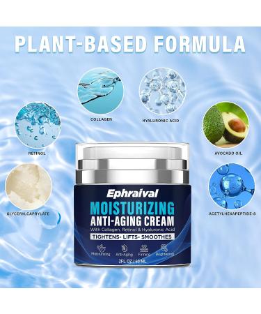 Ephraival Men's Anti-Aging Face Moisturizer with Collagen, Retinol & Hyaluronic Acid - Hydrating Facial Cream for Day & Night - 2 oz - Buy Online on GoSupps.com