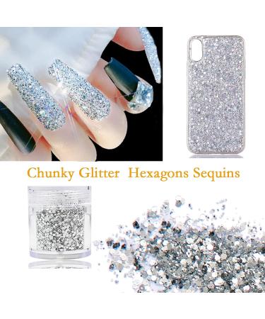 Lifextol 9 Colors Chunky Glitter Sequins 90g - Iridescent Resin Hexagons for Nail, Face & Body Makeup DIY - Mixed Color-B - Buy Online on GoSupps.com