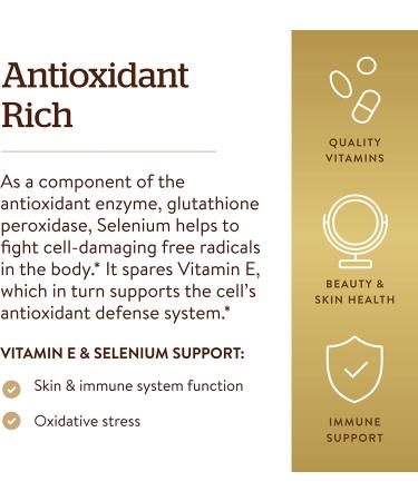 Buy Solgar Vitamin E with Yeast Free Selenium - 100 Vegetable Capsules | Premium Antioxidant Support - Buy Online on GoSupps.com
