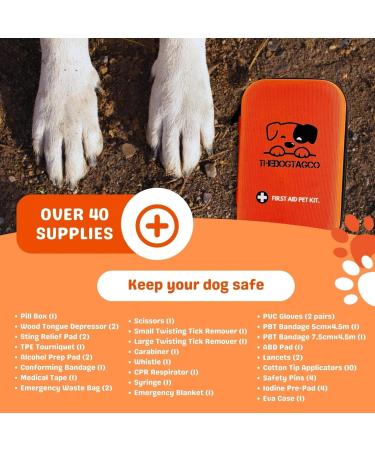 TheDogTagCo DOG FIRST AID KIT - Over 40 Health Supplies - Compact & Portable - Be Prepared for Any Pet Emergency - Buy Online on GoSupps.com