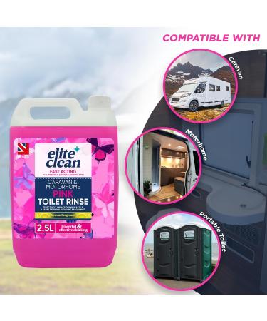 Elite Clean Caravan and Motorhome Toilet Cleaner | 2.5L Blue | Chemical Cleaning Fluid | 2.5L Pink Rinse Fluid Solution Cleaner | Motorhomes | Eco-Friendly | Formaldehyde Free - Buy Online on GoSupps.com