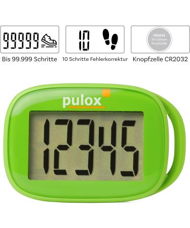 Pulox Pedometer PS-100 - Accurate 3D Sensor Pedometer in Green | No App Required | Shop Internationally - Buy Online on GoSupps.com