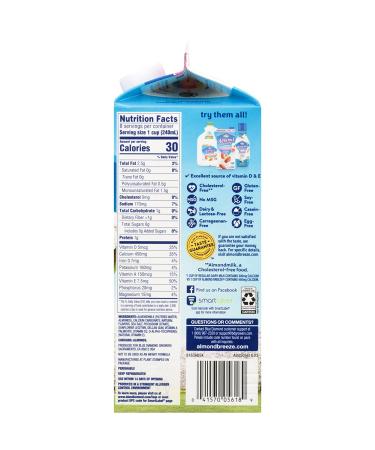 Almond Breeze Blue Diamond Vanilla Almond Milk 64oz - Lactose Free - Buy Online on GoSupps.com