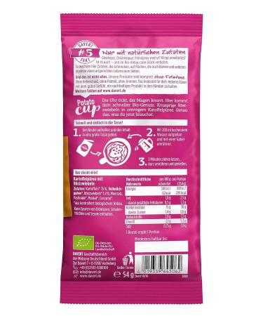 Davert Potato-Cup Roasted Onions 54g - Crispy Fried Onions in Creamy Mashed Potatoes | 100% Organic Quality - International Shipping Available - Buy Online on GoSupps.com