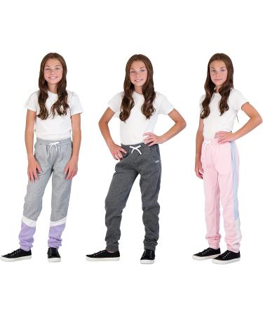 Hind 3-Pack Girls Sweatpants - Active Fleece Jogger Pants for Girls Athletics 14-16, Heather-Light Pink-Charcoal - Buy Online on GoSupps.com