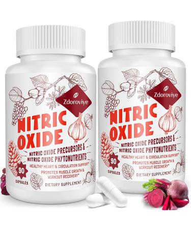 Nitric Oxide Supplement for Men Nitric Oxide Precursor & Phytonutrient Complex for Heart Immune- 90 Capsules (2 Pack) 90 Count (Pack of 2)