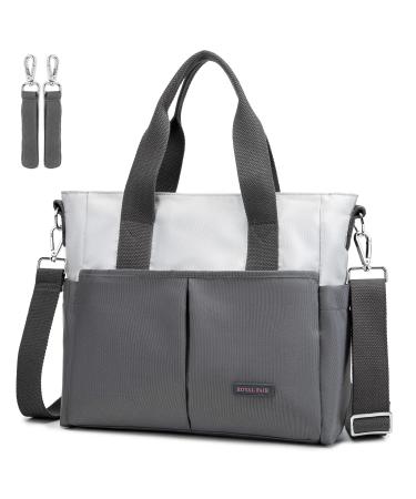 ROYAL FAIR Nappy Changing Bags Baby Changing Bag For Mom And Dad Portable Messenger Tote Bag With Pram Clips Maternity Diaper Bag Travel Tote Bag (Grey Small) 30x12.8 x28 CM Grey