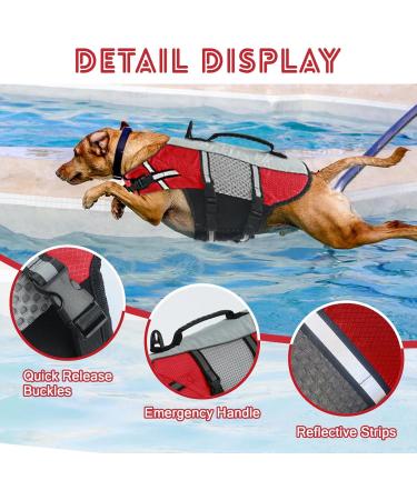 Alagirls Adjustable Dog Lifesaver Vest | Reflective Safety Life Jacket for Dogs | XXL (78-88cm Chest) - Red - Buy Online on GoSupps.com