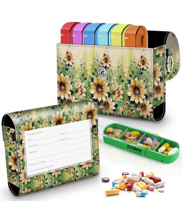 BVYA Pill Organizer Case Weekly Travel Pill Case Medication Reminder for 4 Times A Day 7 Days a Week-includes Printed Leather Carrying Case