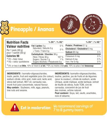GoGummy Low Sugar (1g) Gummy Bears by Jimmy Sevigny | Pineapple Fruity Gummies | High Fiber No Sugar Alcohols Gluten Free | Pack of 12 x 50g Bags - Buy Online on GoSupps.com