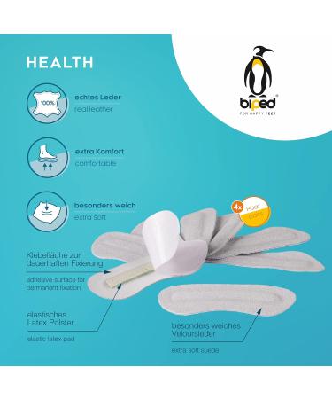 Buy Biped Health Anti-Slip Heel Holders - 4 Pairs of Self-Adhesive Cushions for Large Shoes & Hard Heels - Soft Velor Leather | Worldwide Shipping - Buy Online on GoSupps.com