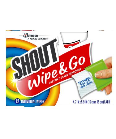 Shout Wipe and Go Instant Stain Remover, for On-the-Go Laundry Stains, 12 Count - Pack of 6 (72 Total Wipes) 12 Count (Pack of 6)