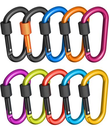 Ravn Haman 10x Colorful Screw Carabiner - Heavy-Duty Hooks Up to 30kg for Indoor/Outdoor Use - Ideal for Hammocks Punching Bags and Decor - Buy Online on GoSupps.com