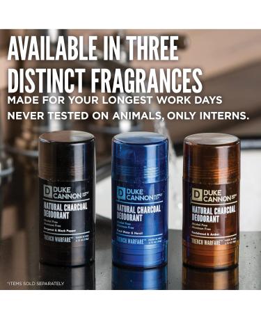 Duke Cannon Trench Warfare Natural Charcoal Deodorant for Men 3-Pack - Bergamot & Black Pepper | Aluminum-Free, Alcohol-Free, Long-Lasting Formula for Sweat & Odor Protection - Buy Online on GoSupps.com