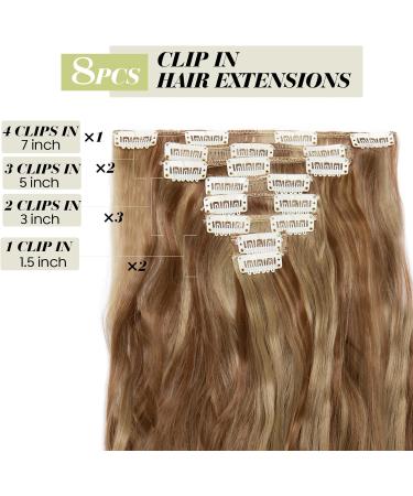 S-noilite 24 Curly Clip in Hair Extensions - Light Brown & Ash Blonde - 8 Piece Full Head Set - Buy Online on GoSupps.com