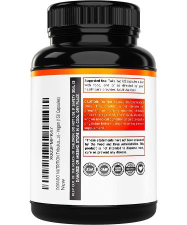 Pure Tribulus Terrestris for Men 1500mg - 150 Capsules | 95% Saponin | USA Made | Stamina & Energy Booster | Vegan & Non GMO - Buy Online on GoSupps.com