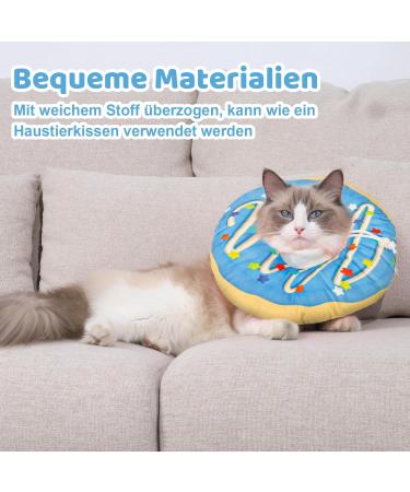 Halinuia Donut Halskrause Cat Collar | Adjustable Soft Anti-Bite Protective Collar for Kittens & Puppies - Post-Surgery & Injury Recovery (Blue M) - Buy Online on GoSupps.com