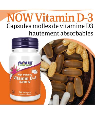 Now Foods Vitamin D3 Depot 2.000IU Cholecalciferol High Dosed 240 Soft Capsules Laboratory Tested Soy Free Gluten Free Non-GMO - Buy Online on GoSupps.com