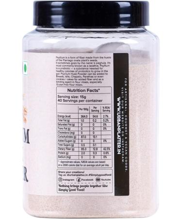 Urban Platter Psyllium Husk Powder (Isabgol Atta) 400g (All Natural High-fiber & Easily Soluble) - Buy Online on GoSupps.com