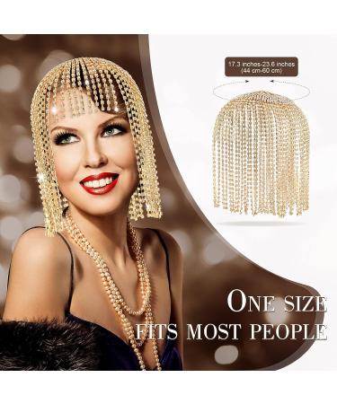 1920s Rhinestone Headpiece: Gold Flapper Cap for Women - Perfect for Belly Dance, Bridal, Party - Buy Online on GoSupps.com