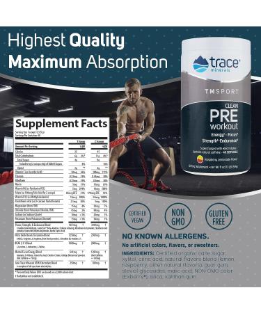 TMSPORT Series Pre Workout Supplement - Energy & Strength Booster - Raspberry Lemonade Flavor - 18.1oz | Trace Minerals - Buy Online on GoSupps.com