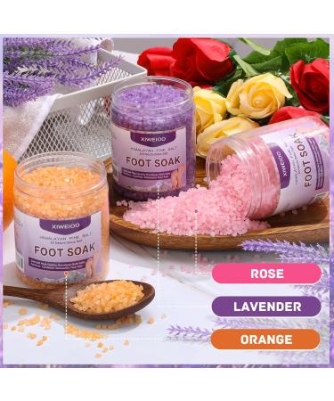 Himalayan Pink Salt Foot Soak Set - Lavender Orange & Rose - Epsom Bath Salts for Athletes' Foot & Itching Relief - Essential Foot Care - Buy Online on GoSupps.com