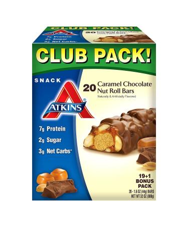 Atkins Snack Caramel Chocolate Nut Roll Pack (20 Bars)