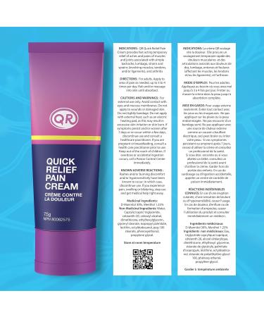 QR CREAM Quick Relief Pain Cream with Mannitol and Menthol Provides Effective Relief for Neck Back Shoulder Wrist Finger Knee Foot and Nerve Pain or Itch 75g - Buy Online on GoSupps.com