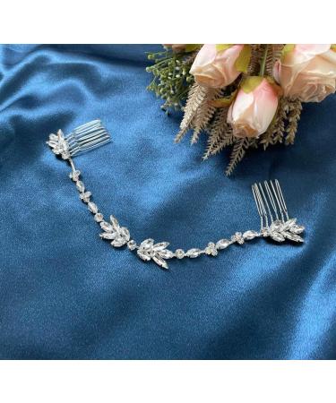 Resweky Bride Wedding Flower Hair Comb Silver Rhinestone Bridal Hair Pieces Bride Hair Side Comb Hair Accessories for Women and Girls - Buy Online on GoSupps.com