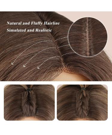 Feshfen Long Wavy Brown Lace Front Wig - 65cm Synthetic Hair for Women | Natural Wavy Middle Parting - Buy Online on GoSupps.com