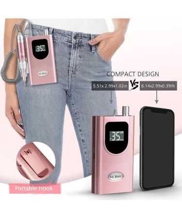 35000RPM Portable Nail Drill Machine - Rechargeable Professional Electric Efile for Acrylic Gel Nails - Cordless Rose Gold - Buy Online on GoSupps.com