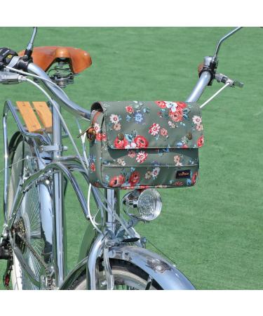 Tourbn Waterproof Canvas Bicycle Handlebar Bag - Floral Green Pattern | 25x18x6cm - Durable & Stylish Bike Accessories - Buy Online on GoSupps.com