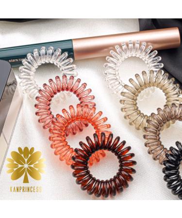 KANPRINCESS Spiral Hair Ties Set - 27 PCS No Crease Coil Phone Cord Hair Ties for Thick Hair - Women Ponytail Holder Elastics - Buy Online on GoSupps.com
