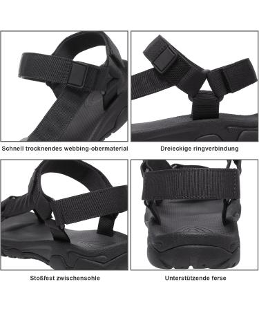 OutPro Men's Outdoor Sport Sandals - Non-Slip Velcro Trekking & Hiking Sandals for Summer | Black Size 43 - Buy Online on GoSupps.com