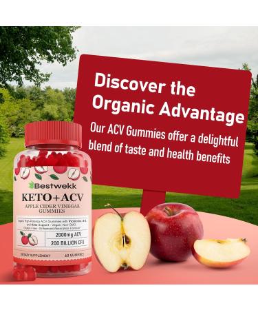 Apple Cider Vinegar Gummies | Max Strength 2000mg | Vegan Non-GMO Probiotics & B12 Support | Digestion Metabolism Detox Gut & Immune Health | 120 Gummies (2 Packs - Buy Online on GoSupps.com