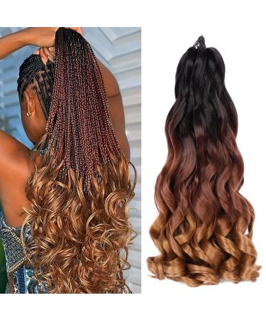 French Curly Braiding Hair 7 Packs 22 Inch Pre Stretched Braiding Hair Bouncy Loose Wave Crochet Braids for Women Spanish Curly Ends Synthetic Hair Extensions (7 Packs 1B/33/30) 22 Inch 1B/33/30