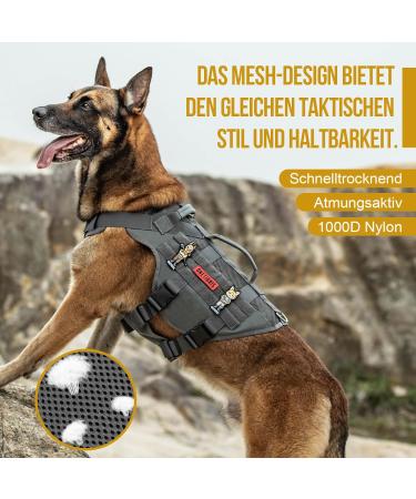 Oneigris No-Pull Dog Harness - Aire Mesh Adjustable Safety Vest for Large/Medium Dogs | Ultra Breathable with 2 Handles - Gray Size L (Neck: 45-63cm Breast: 68-91cm) - Buy Online on GoSupps.com