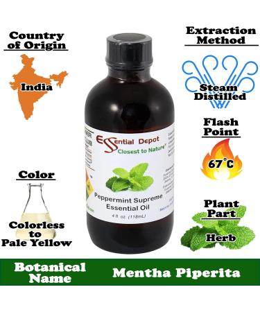 Buy Peppermint Essential Oil 4 oz | GC/MS Tested | Amber Glass Bottle | International Shipping Available - Buy Online on GoSupps.com