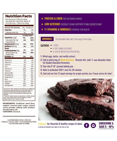 SunFlour Chocolate Brownie Cake Mix - Low Carb High Protein Keto Paleo Vegan Diabetic Friendly - Gluten Grain Nut Free Snack - 10.3oz - Buy Online on GoSupps.com