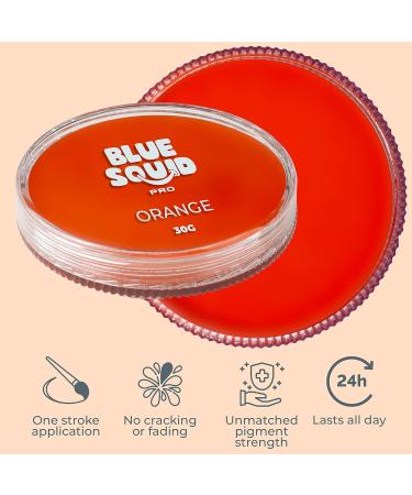 Blue Squid PRO Face Paint - Classic Orange (30gm) | Professional Water Activated Face & Body Paint for Adults & Kids | Halloween Facepaint & SFX Makeup - Buy Online on GoSupps.com