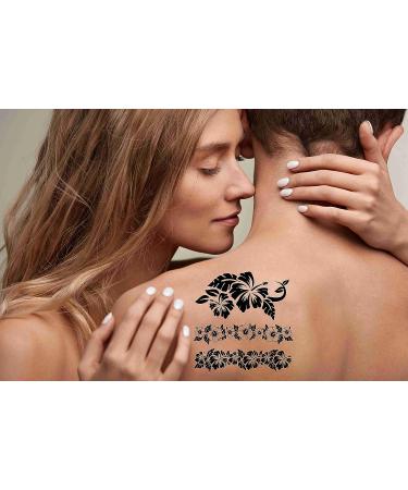 Artsure Hibiscus Hawaiian Tropical Flowers Temporary Fake Tattoos - Set of 6 Sheets for Men and Women - Neck, Arm, Chest - 3.7 x 3.7 Inch - Buy Online on GoSupps.com