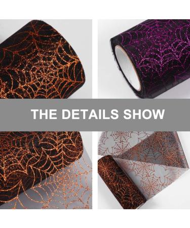 Buy 2 Pcs Halloween Tulle Rolls - 10 Yards Glitter Spider Web Pattern for Festive Decorations | Assorted Colors - Buy Online on GoSupps.com