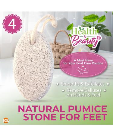 4pk Natural Pumice Stone for Feet | Callus Remover Scrubber Dead Skin | Foot & Hand Scrubber | Hard Skin Remover + SOL Sticker - Buy Online on GoSupps.com