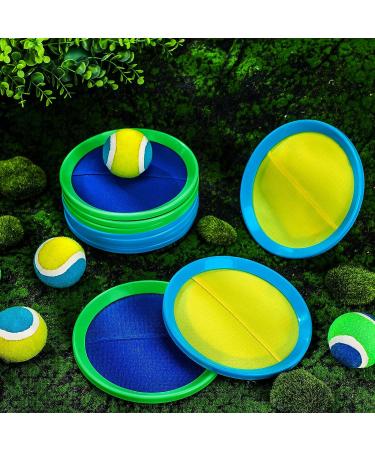 Kids Toss and Catch Game Set - 20 Paddles, 10 Balls - Outdoor Beach Game for Kids and Adults - Nylon Catch Toys - Playground Sports Games - Blue/Green & Pink/Yellow/Blue - Buy Online on GoSupps.com