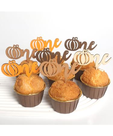 8PCS Pumpkin Cupcake Toppers - Pumpkin Cupcake Toppers for Baby Shower - Birthday Pumpkin Cupcake Decorations - Halloween Pumpkin Cupcake Picks - Little Pumpkin Cupcake Toppers